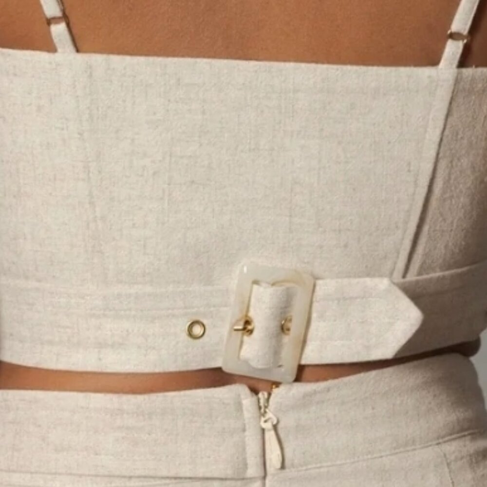 NWT! JLUXLABEL Cream Linen-Look Crop Top - Picture 4 of 10